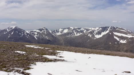 scotland mountain range covered in snow drone shot