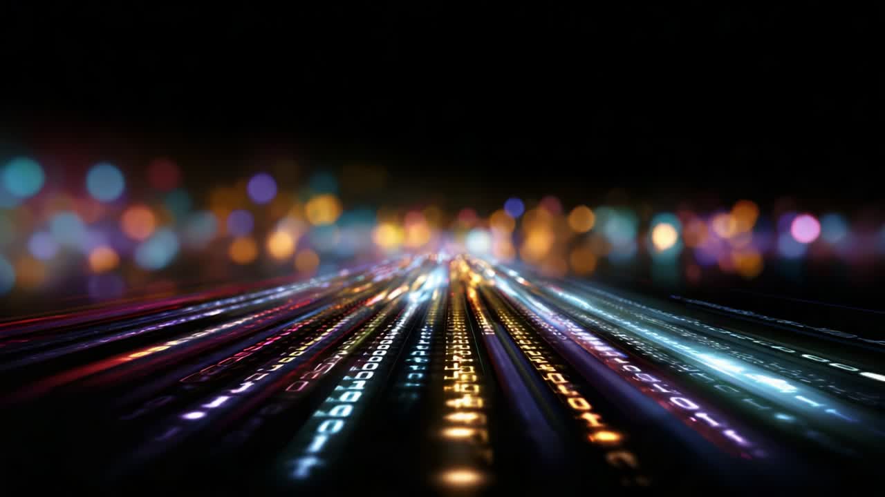 Dynamic Lines of Light and Color Streaming Forward in a Stunning Visual Representation of Movement and Energy, Creating an Ethereal Atmosphere Filled with Vibrant Hues and Bokeh Effects