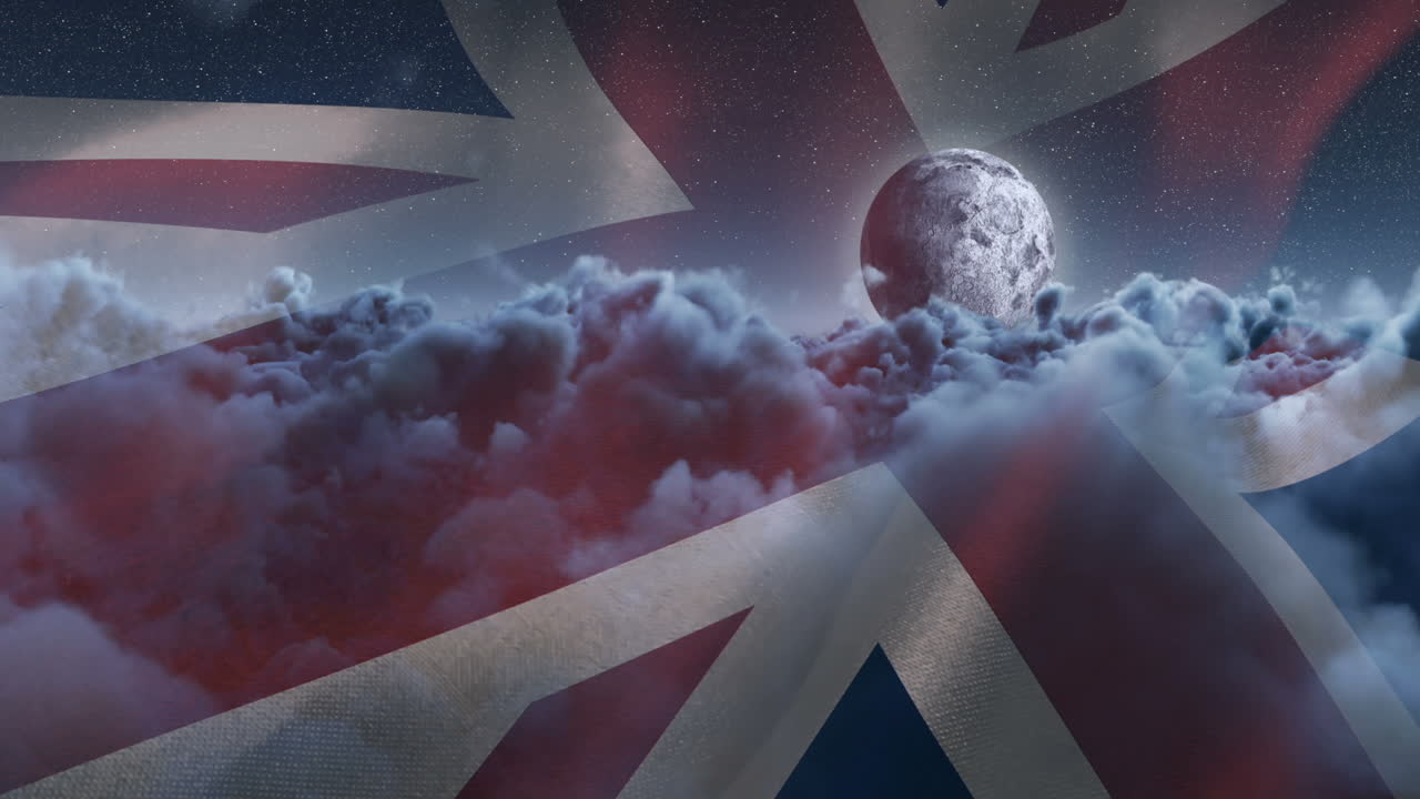 하늘과 구름에 맞서 흔들리는 잉글랜드의  ⁇ 발 4k