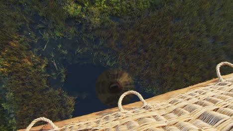 vista de arriba hacia abajo del reflejo del globo de aire en el estanque de agua