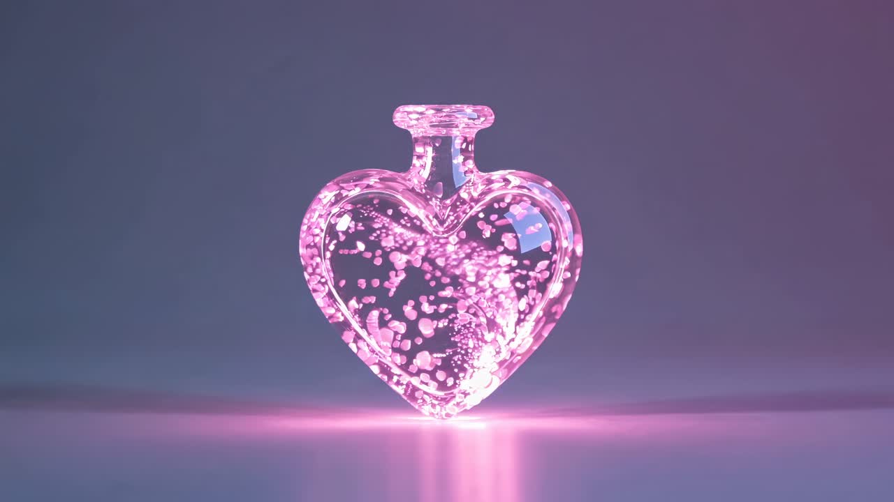 Glowing Heart-Shaped Glass Bottle