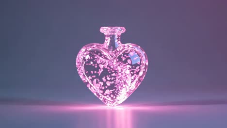 glowing heart-shaped glass bottle