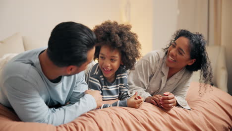 happy family in bed