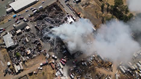 industrial scrap metal fire overhead circle