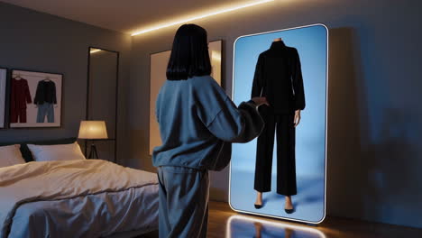 virtual try-on experience in a bedroom