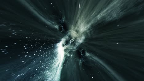 4k 3d seamless loop hyper jump nello spazio dall'iperspazio. astratta fantascienza wormhole attraverso il tempo e lo spazio, warp gateway. teletrasporto attraverso tunnel di vortice di luce a flusso verde. viaggio nel tempo.