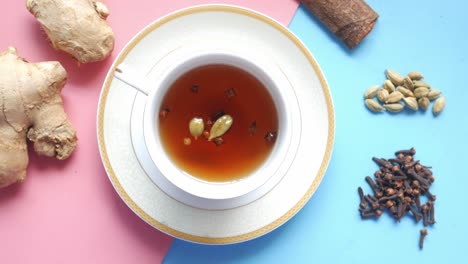 spiced ginger tea with cinnamon, cardamom, and cloves