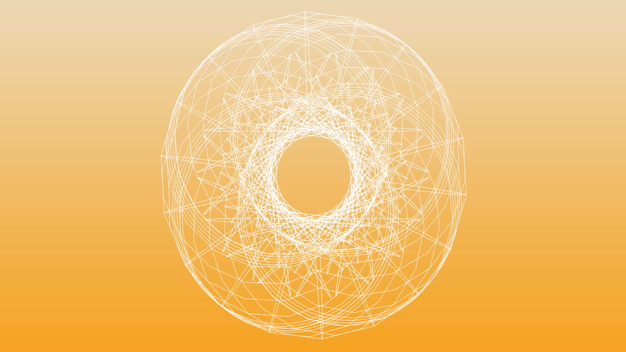 오렌지색 배경에 연결된 데이터 처리의 애니메이션