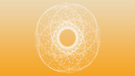 animación del procesamiento de datos con conexiones en fondo naranja