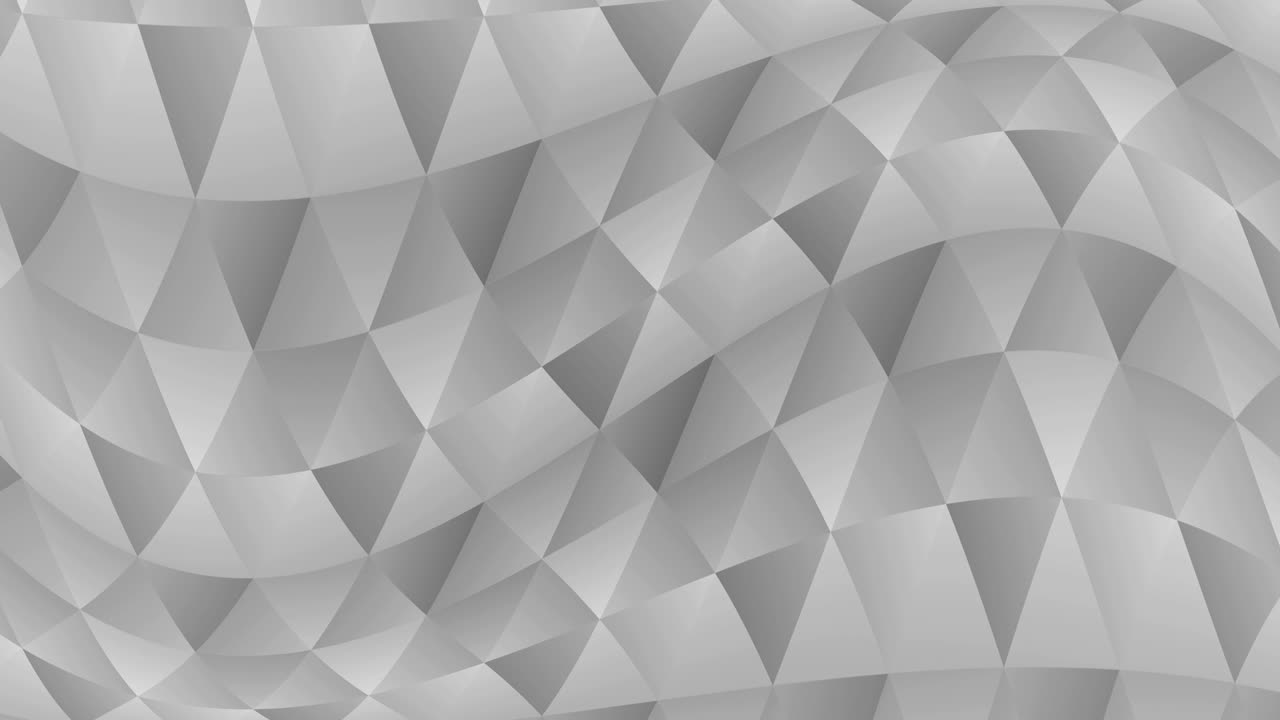 Triangle pattern of geometric shapes. Abstract polygonal loop animation. Monochrome gradient background.