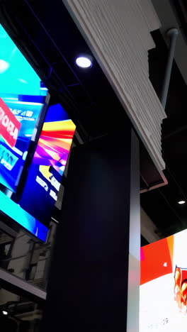 modern building exterior with large digital displays