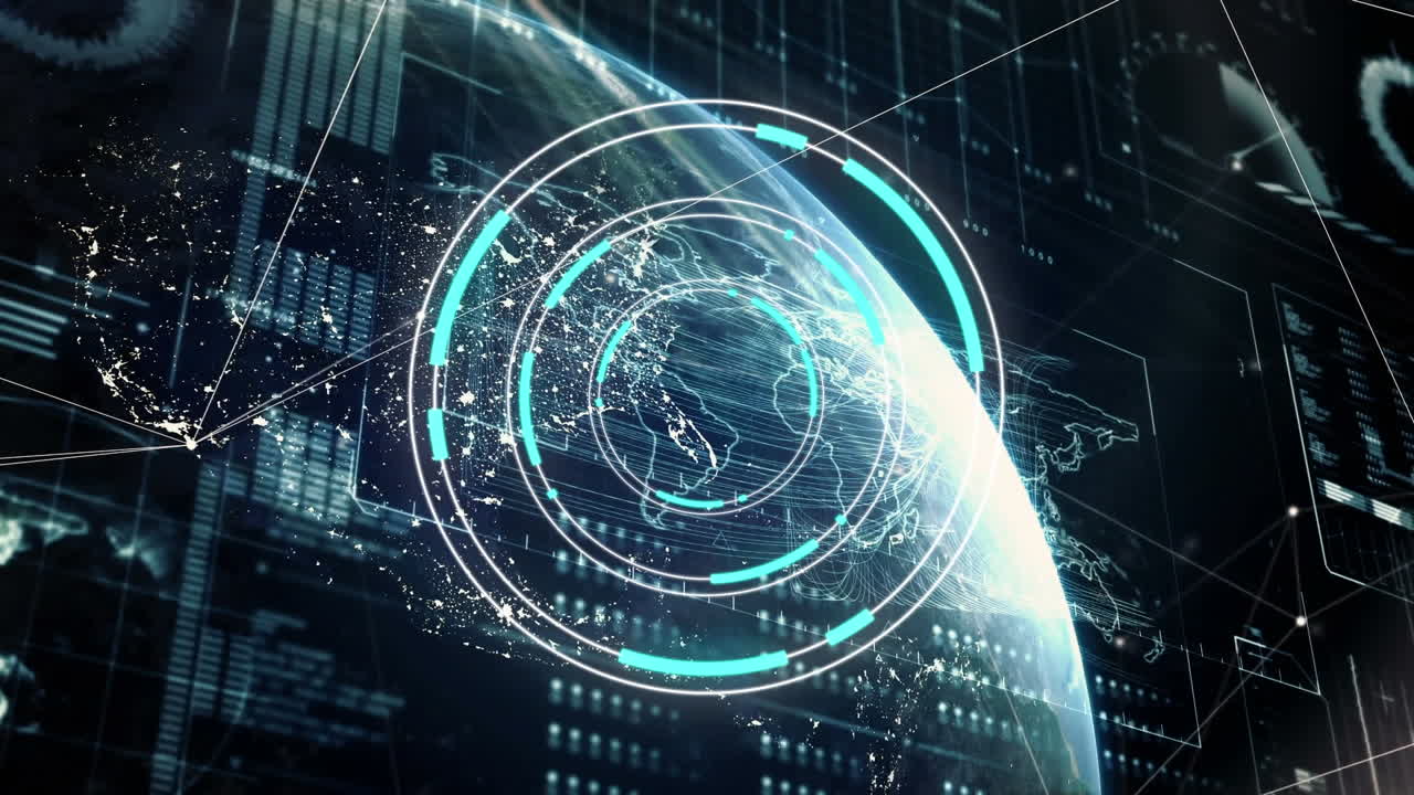 전 세계를 스캔하는 범위의 애니메이션과 데이터 처리