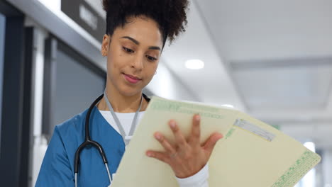 writing, nurse and document in hospital