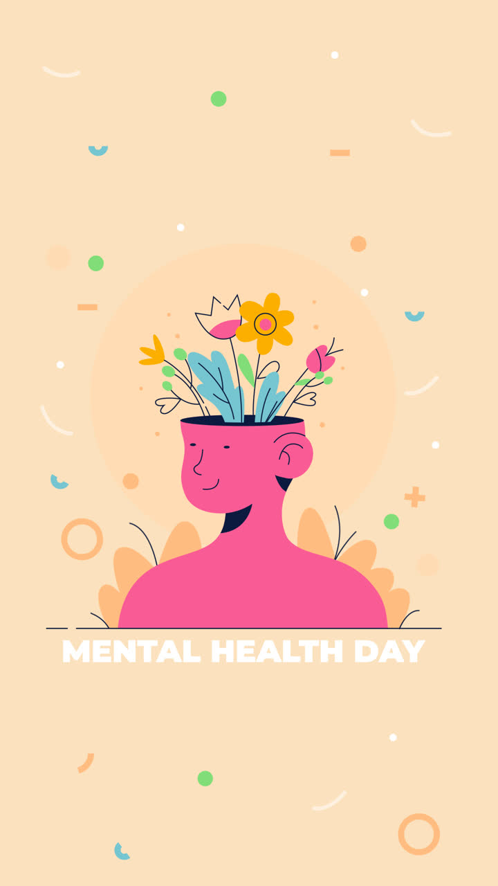 Motion Graphic of Flat world mental health day illustration