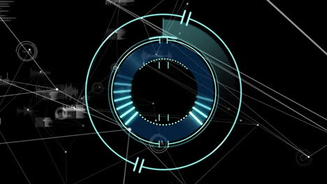 animation of network of connections over scope scanning