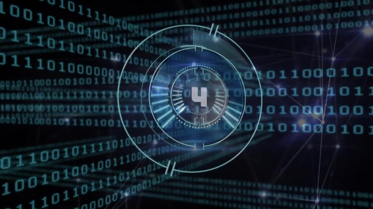 Animatie van scope-scanning met aftelling over binaire code