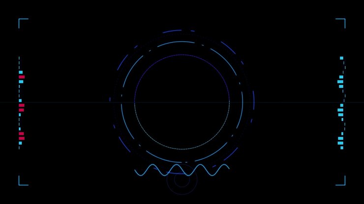 Futuristic Digital HUD Interface with Circular Scanning Animation