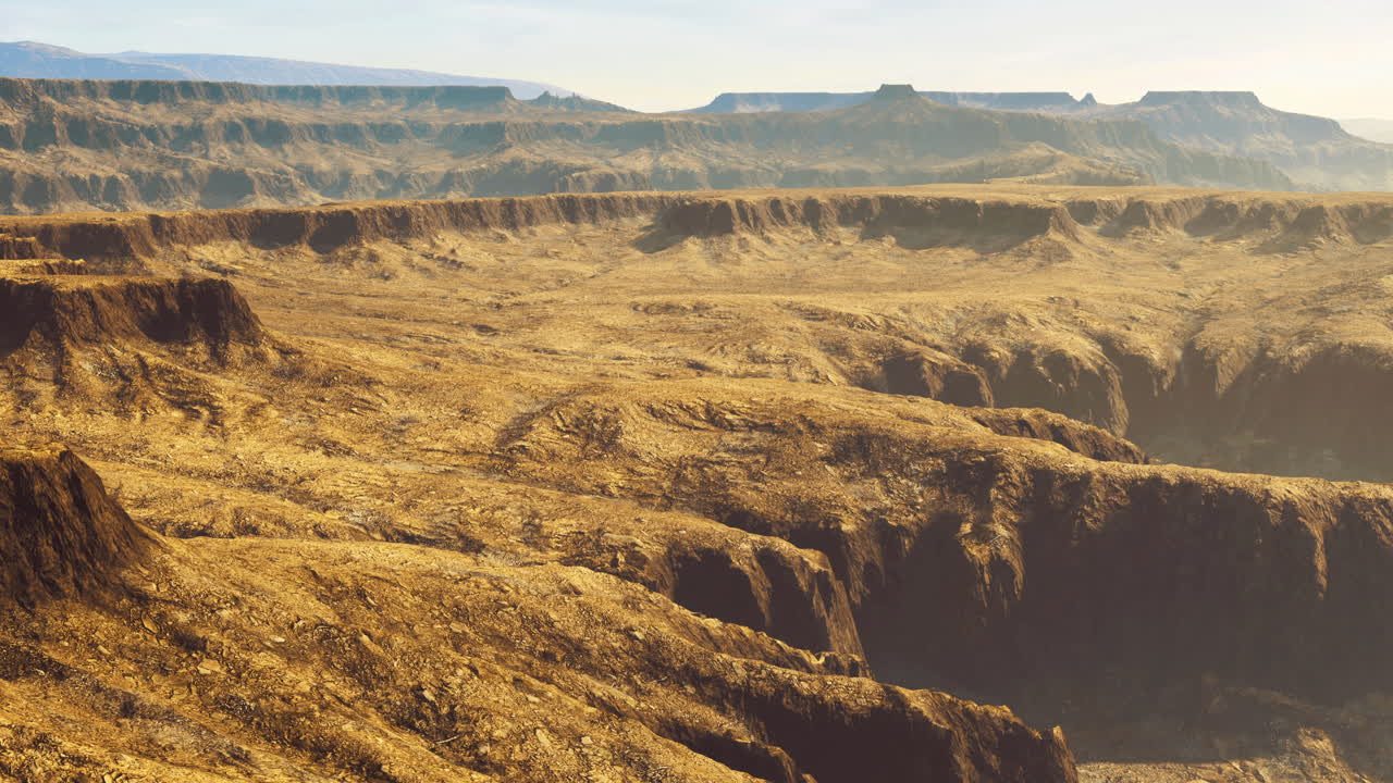 Stunning landscape view of rugged canyons during golden hour in a remote area