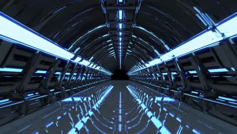 futuristic dark tunnel with blue lights