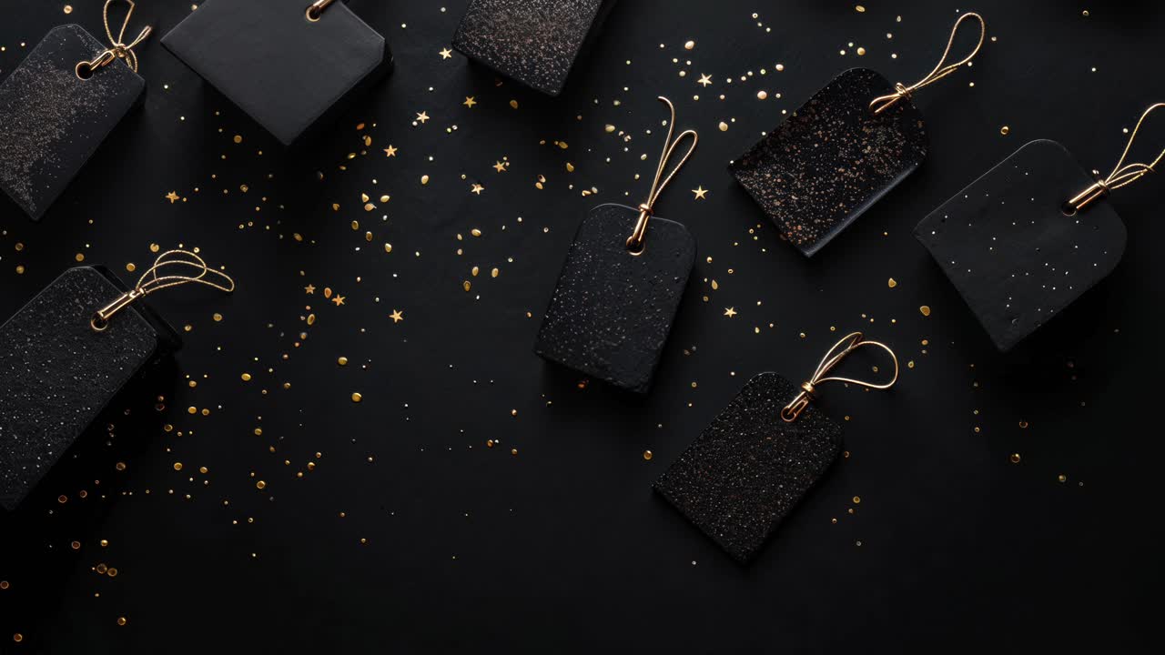 반이는 검은색과 금색의 선물 태그
