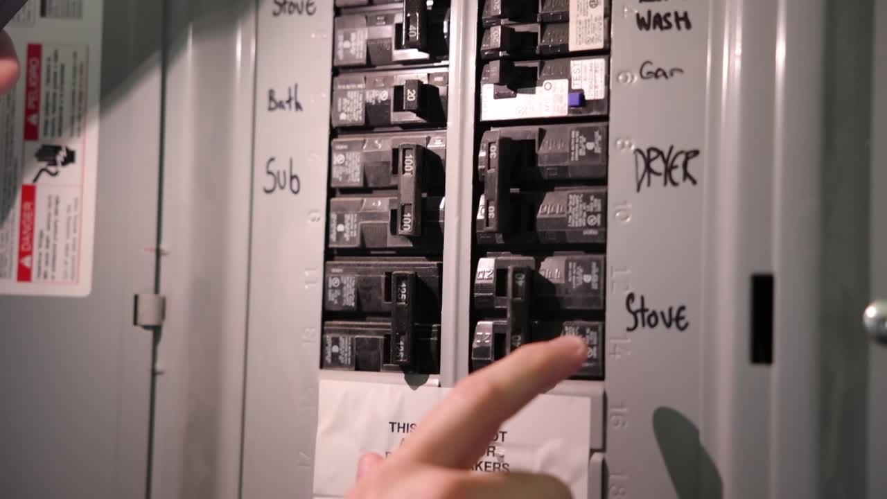 el hombre voltea los interruptores de energía durante un corte de energía