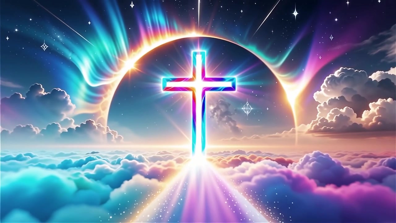 Christian Cross Heavenly Light Worship Background