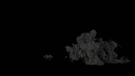 a powerful explosion of fuel with thick smoke. an explosion with thick smoke on an isolated black background with an alpha channel, a bomb explosion, real smoke.