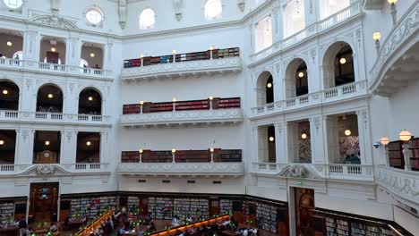 panoramic view of library's interior architecture