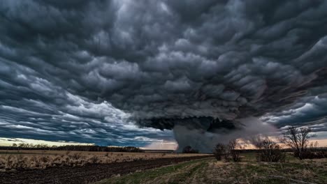 massive storm with tornado and lightning
