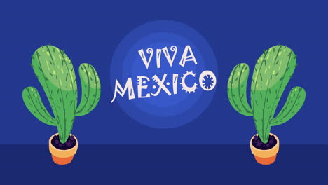 viva mexico lettering with cactus