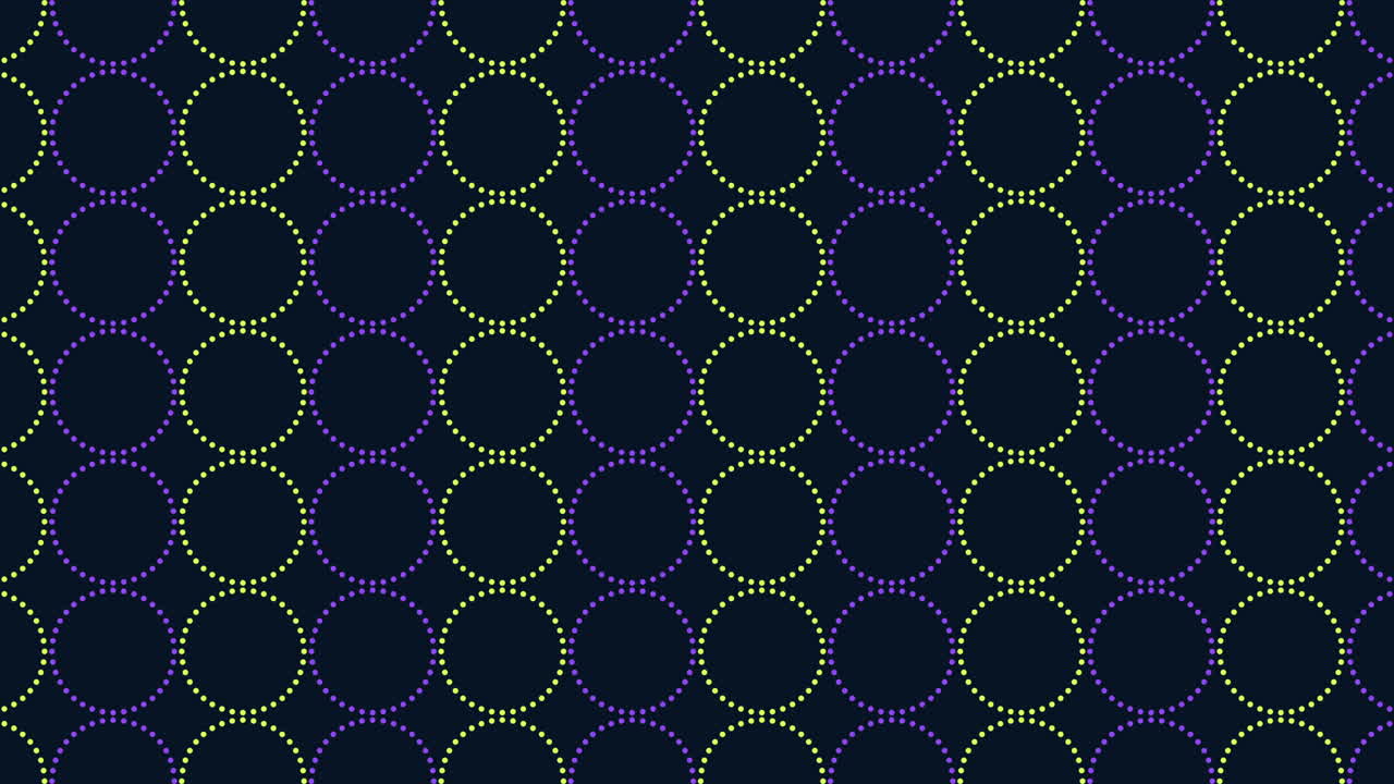 Big purple and green neon rings pattern with dots