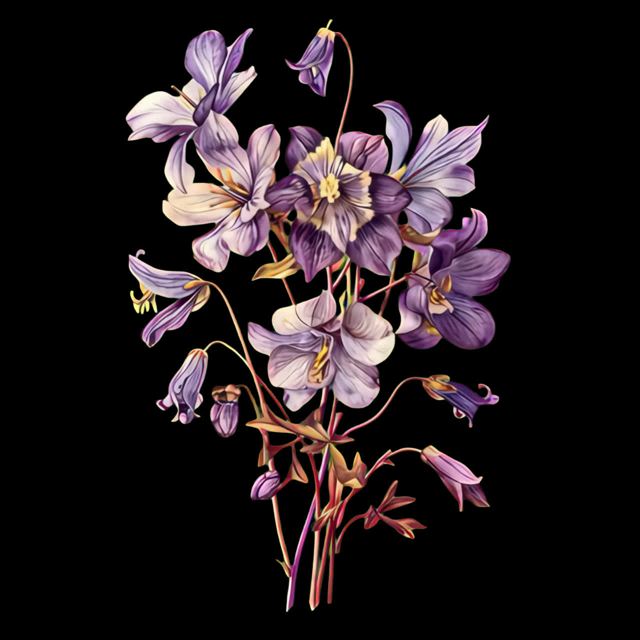 un ramo de flores púrpuras