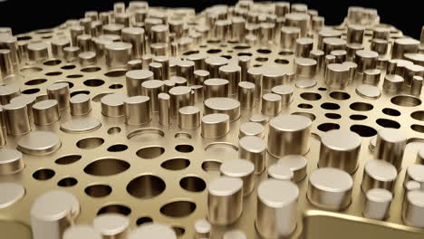 loop animate abstract golden structure featuring intricate cylindrical patterns that captivate the
