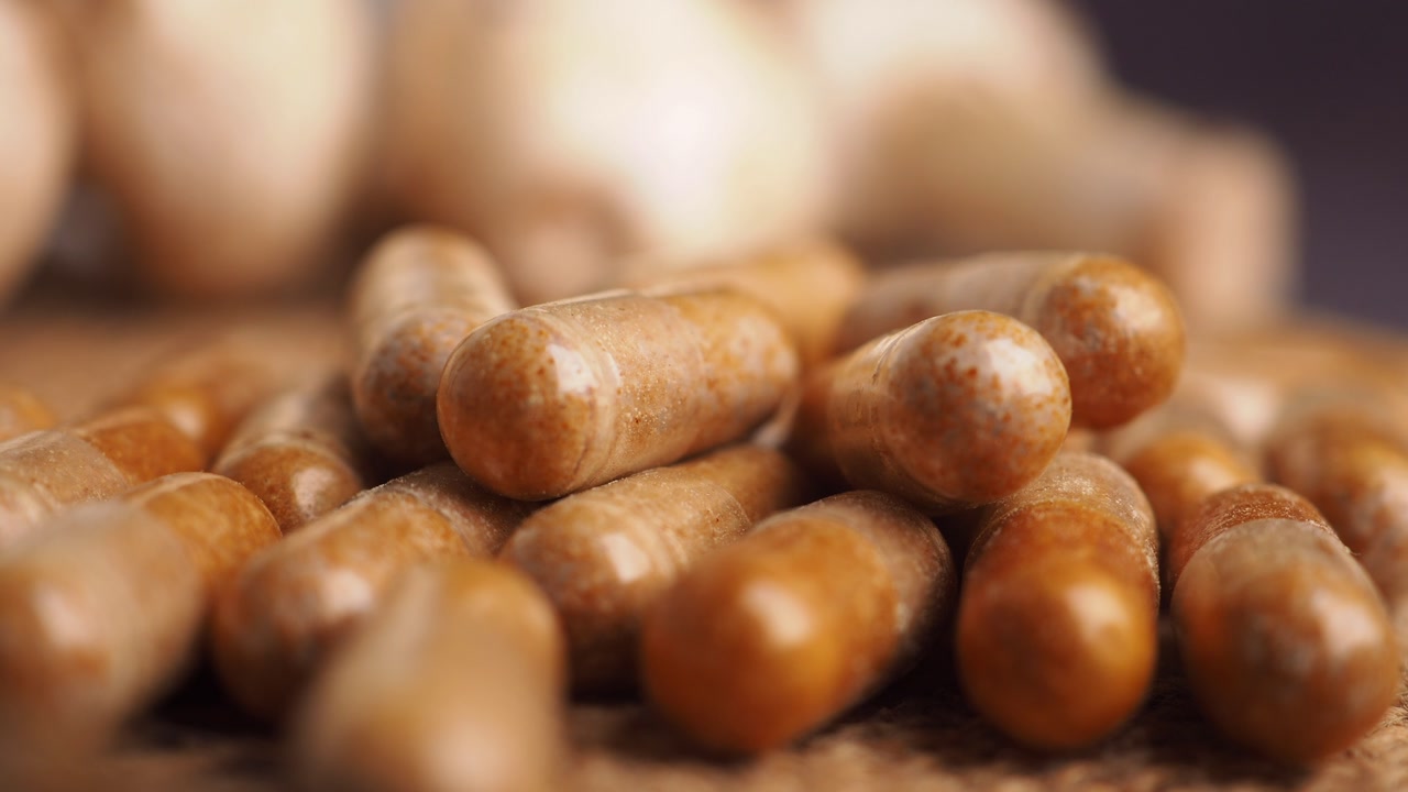 Close Up of Natural Herbal Supplement Capsules