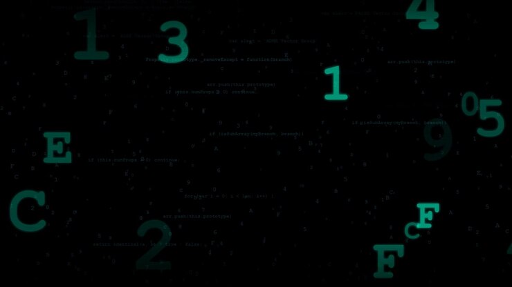 Digital Background with Floating Numbers and Programming Code