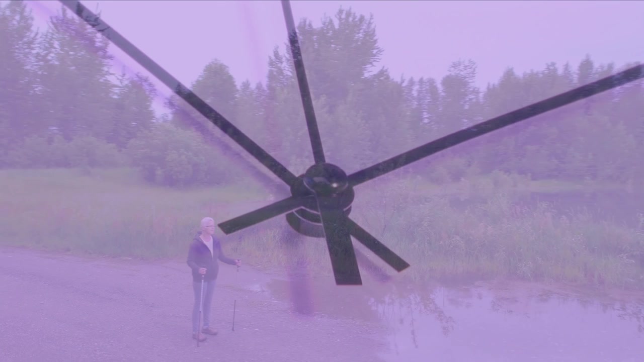 Animation of statistics and data processing over wind turbine construction site