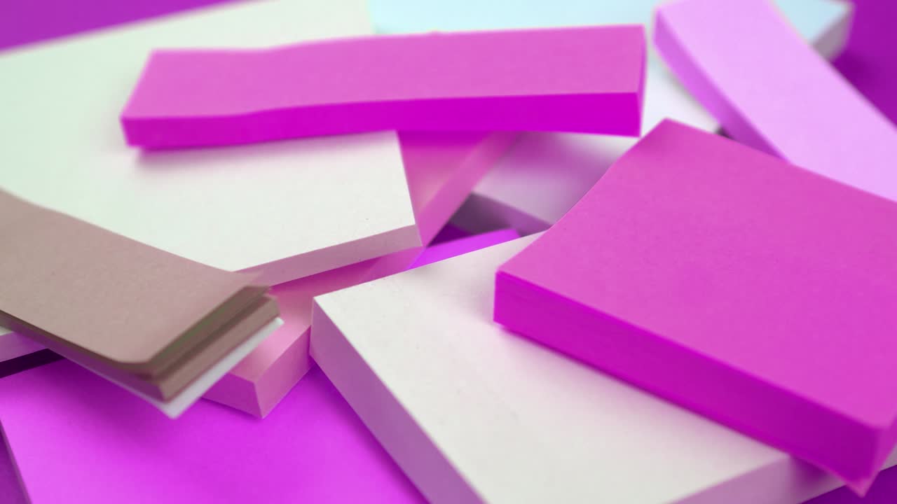 Flashing colors on pile of different shape and size memory stickers