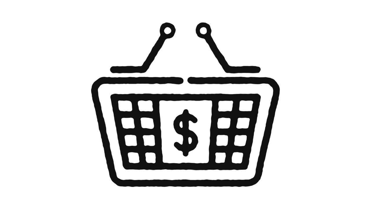 imagen de animación del icono de la canasta de compras y canal alfa