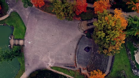 Iconic-Cesis-Castle-park-rooftops-Latvia-aerial