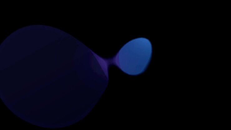 Abstract Motion of Glowing Blue Liquid Shapes on Black Background