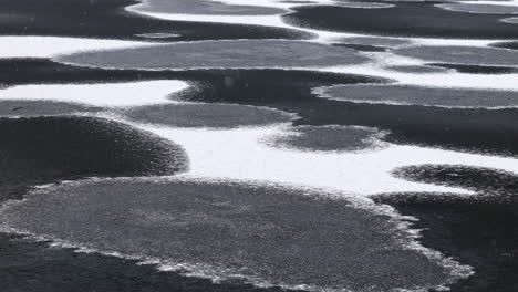 frozen lake closeup in the winter