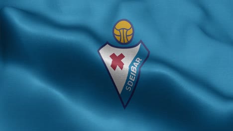 bucle animado de primer plano azul 4k de una bandera ondeante del equipo de fútbol español laliga elbar