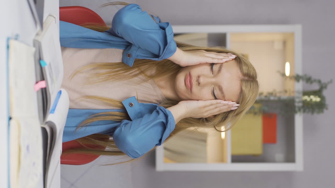 어지러운 여학생의 수직 비디오.