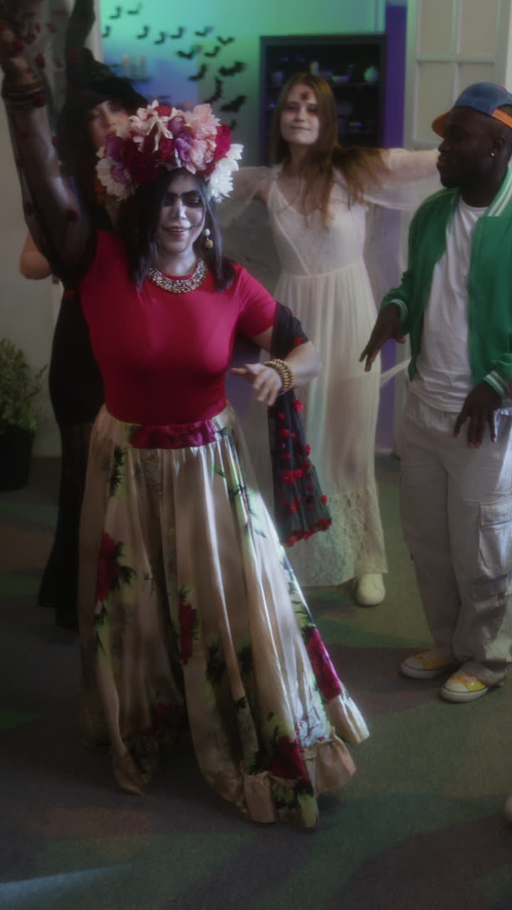 Halloween party with people in costume