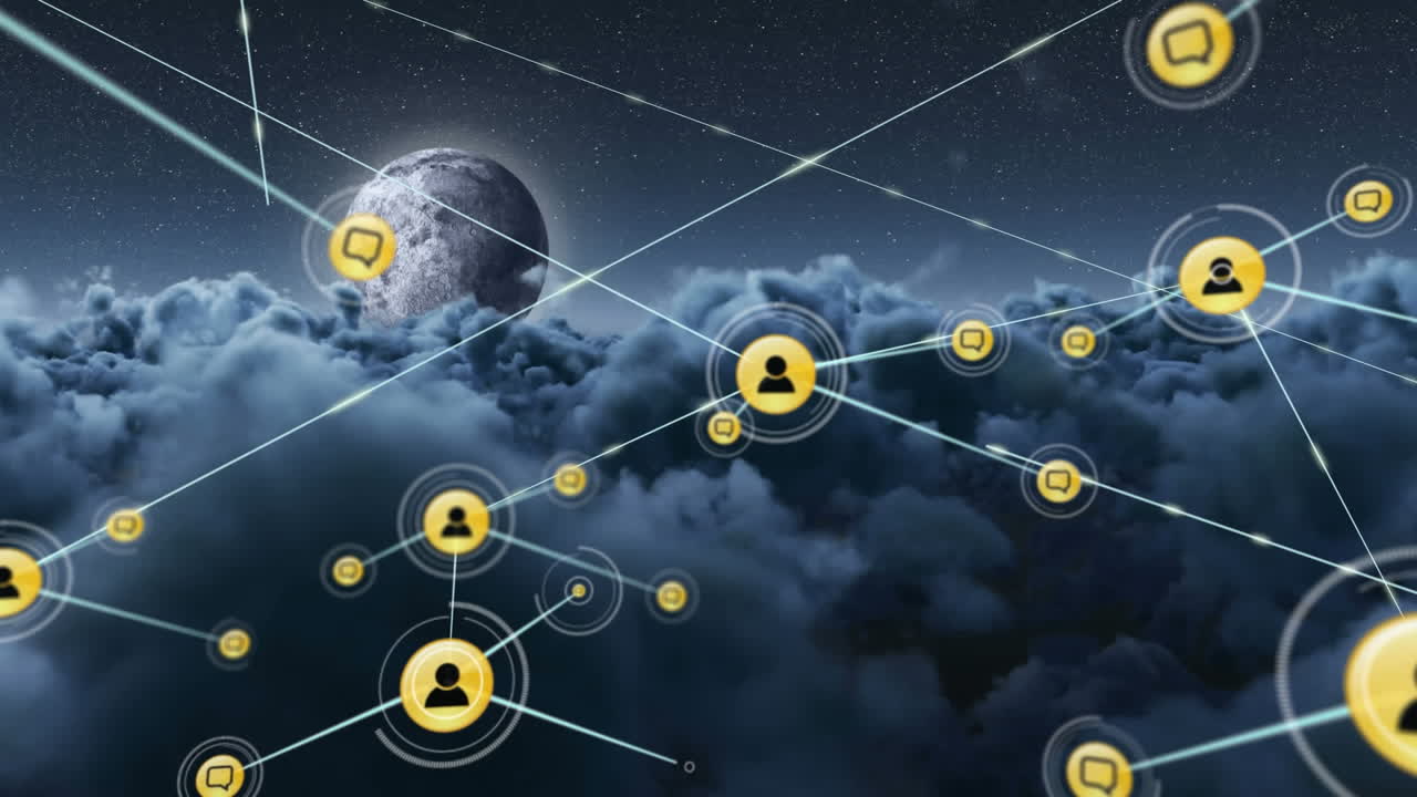 구름 위의 아이콘으로 연결 네트워크의 애니메이션