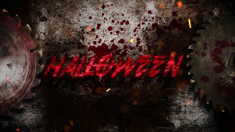 halloween with electric saw and dark blood