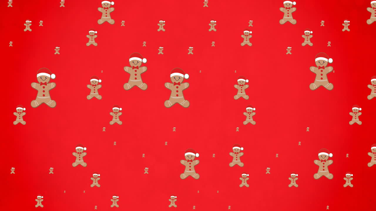 ⁇ 은 배경에 떨어지는 진저브레드 남자들의 애니메이션