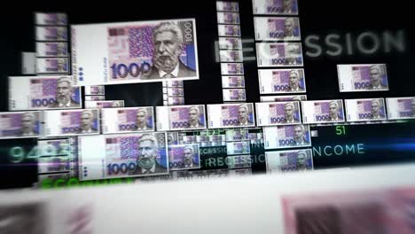 billetes de dinero de kuna croata vuelo de bucle sin costuras