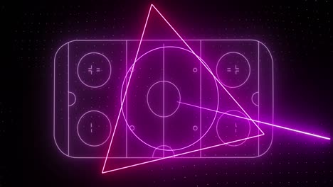 animación de la pista de hockey sobre hielo púrpura y procesamiento de datos