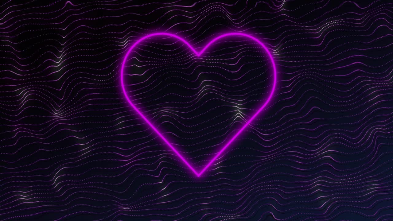 움직이는 모양 위에 네온 심장의 애니메이션